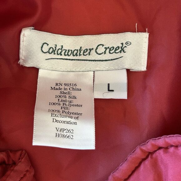 Coldwater Creek 100% Silk‎ Vest Womens Large Full Zip Embroidered Winter Holiday - Picture 4 of 11